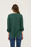 3/4 Tab Sleeve Henley Knit Top