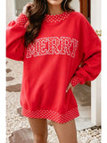 Polka Dot Contrast Holiday Mock Neck Sweatshirt