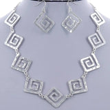 Silver Square Swirl Spiral Link Necklace Set