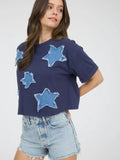 Denim Star Patch Short Sleeve Knit T-Shirt