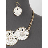 Gold_white Sand Dollar Metal Necklace Set