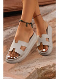 Cutout Design Open Toe Platform Slippers