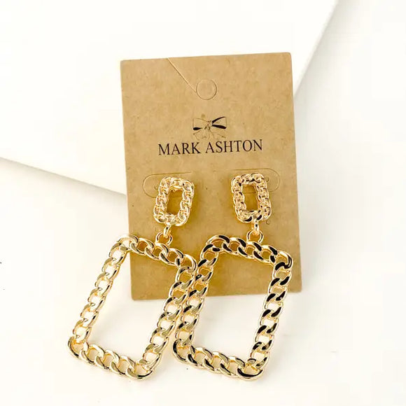 Chain Link Geo Drop Earrings