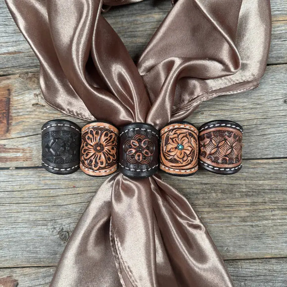 Tooled Leather Wild Rag Slides -