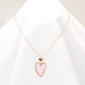 Devotion Heart Necklace Gold/Pink  16"