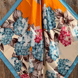 35X35" Aqua and Orange Floral Wild Rag / Scarf