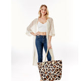 Leopard Print Top Handle  Tote Bags