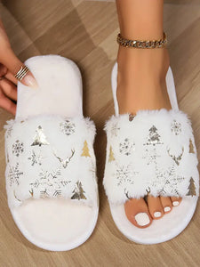 Christmas Gift Open-Toe Plush Home Slipper