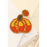 Beaded Pumpkin Halloween Dangle Earrings