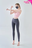 Pocket Curve Line Leggings-GREY BLUE