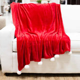 Pom Pom Throw Red/White 50x60