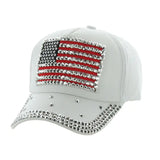 Rhinestone American Flag Denim Baseball Cap