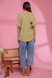 Scrunched Elastic Vneck Shirt