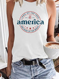 America Letter Print Graphic Tank Top