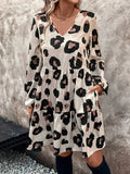 V-Neck Leopard Print Loose Dress