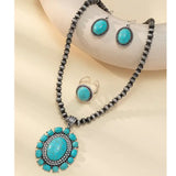 Vintage Round Flower Turquoise Necklace