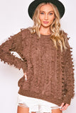 TEXTURED MESH & SELF DETAIL SWEATER TOP