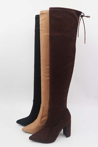 Brown suede knee high boots