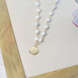 Devyn Beaded Necklace with Small Gold Medallion