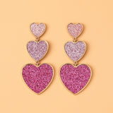 Pink shades tier heart earrings