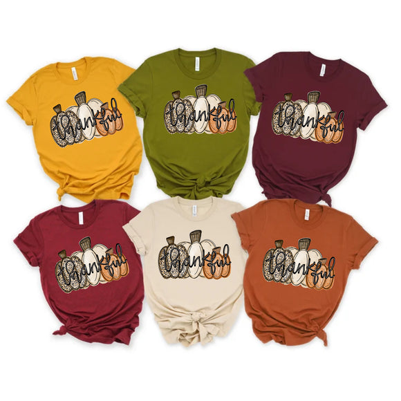 Leopard Pumpkin Thankful Tgiving Shirt