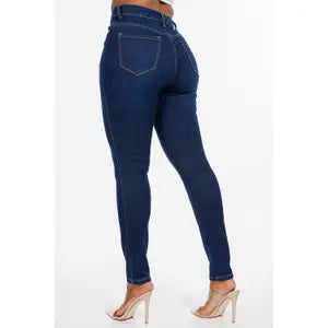 Dark Blue Classic Waist Skinny Jeans