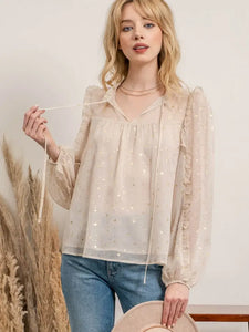 GOLDEN STAR WOVEN TOP (CREAM COLORED)