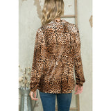 Velvet Animal Print Button Up Top