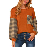 Buffalo Plaid Bubble Long Sleeve Knit Top