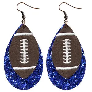 Green Glitter and Football Earrings